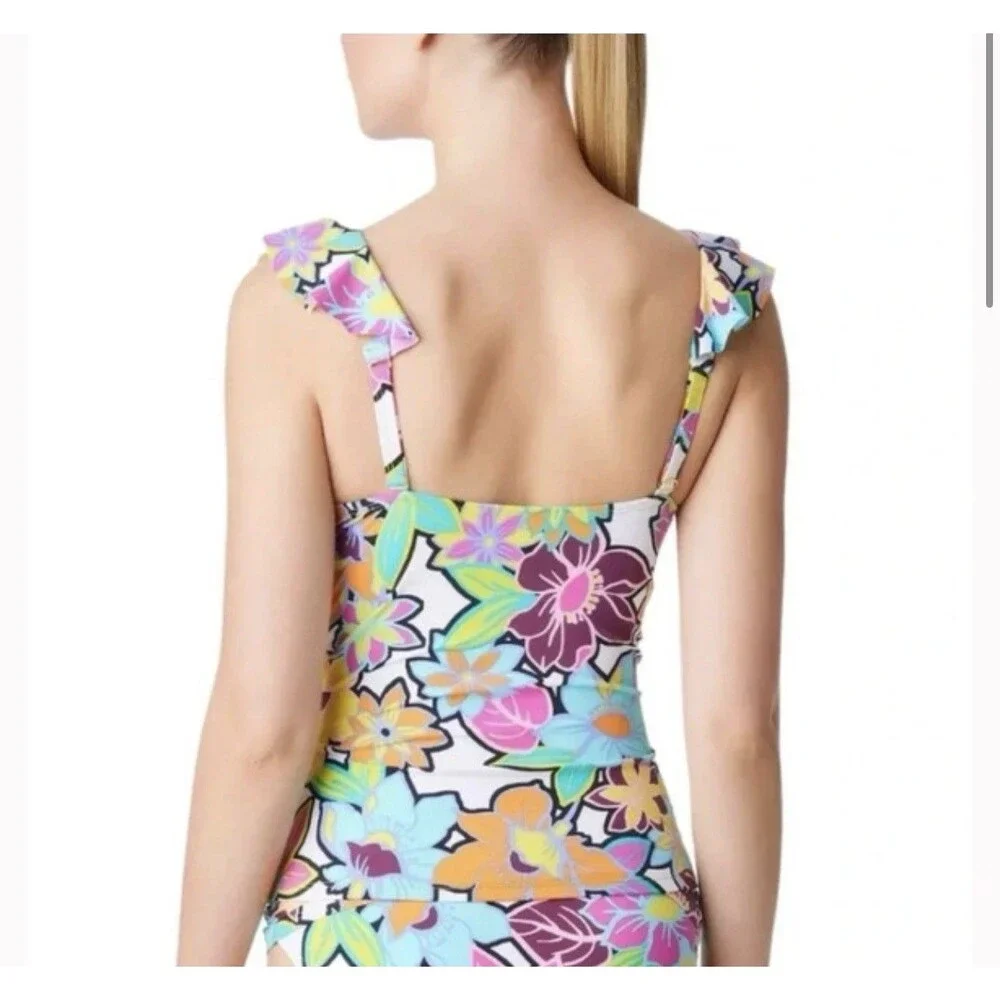 NWT Bleu Rod Beattie Color Crush Floral Tankini Top Hipster Bikini Bottom Sz 14 - Picture 3 of 12